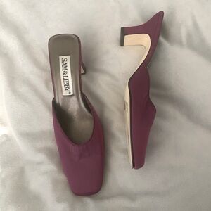 Sam & Libby brigit kitten heel mule slip on plum Purple Heels size 8 square toe